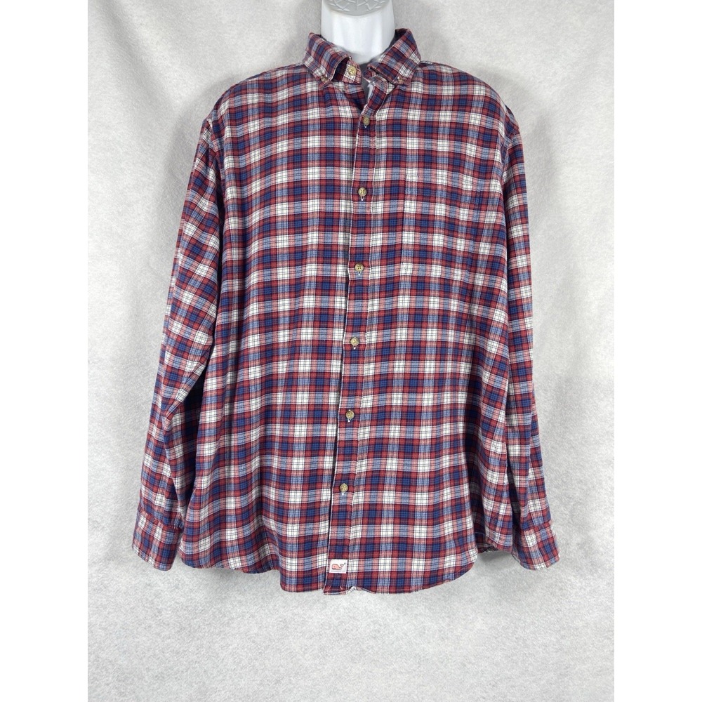 Vineyard Vines Murray Shirt Men's XL Red Flannel Button Up Long Sleeve Plaid
